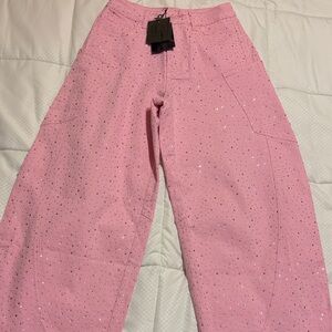 Sparkly Pink Wide Leg Pants